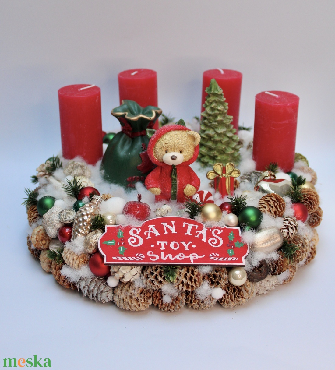 Mikulás játékboltja adventi koszorú - karácsony - adventi díszek - adventi asztaldísz - Meska.hu