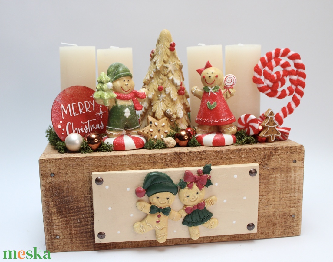 Mézeskalács pár, adventi dekoráció - karácsony - adventi díszek - adventi asztaldísz - Meska.hu