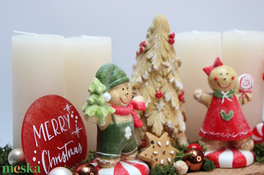 Mézeskalács pár, adventi dekoráció - karácsony - adventi díszek - adventi asztaldísz - Meska.hu