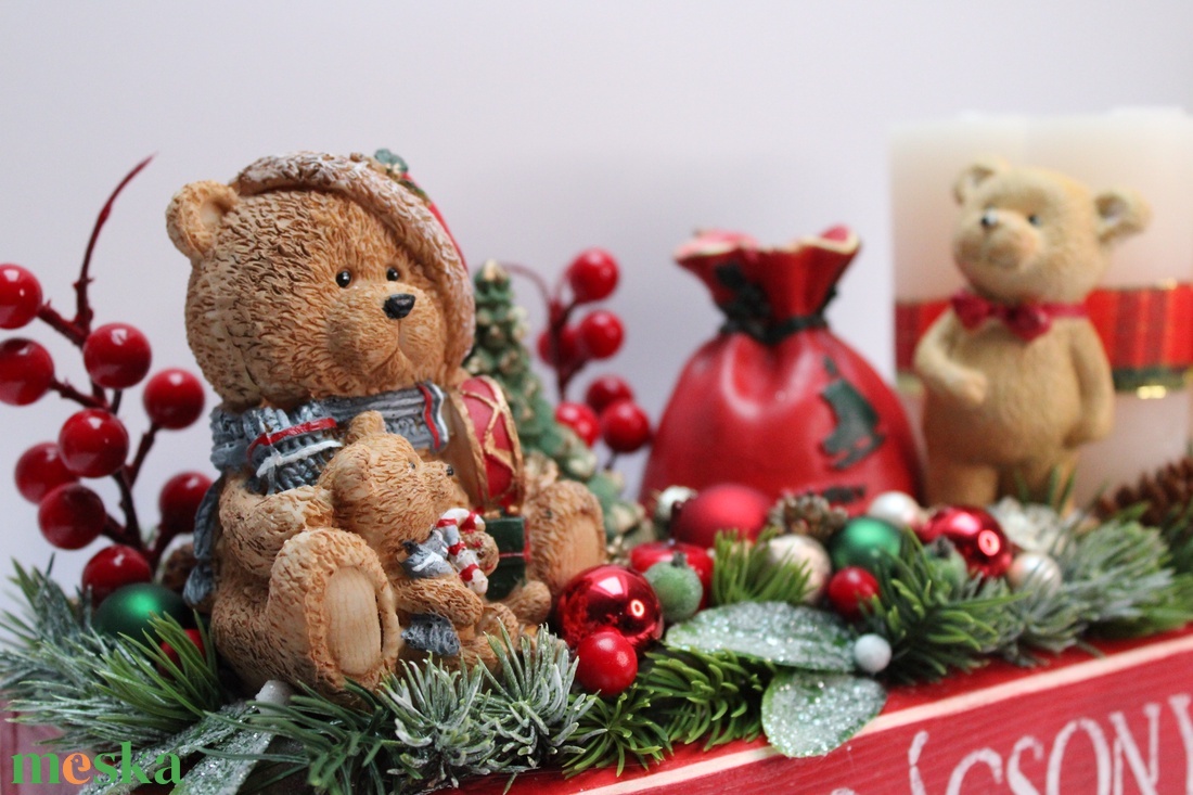 Karácsonyi láda macis adventi dekoráció - karácsony - adventi díszek - adventi asztaldísz - Meska.hu
