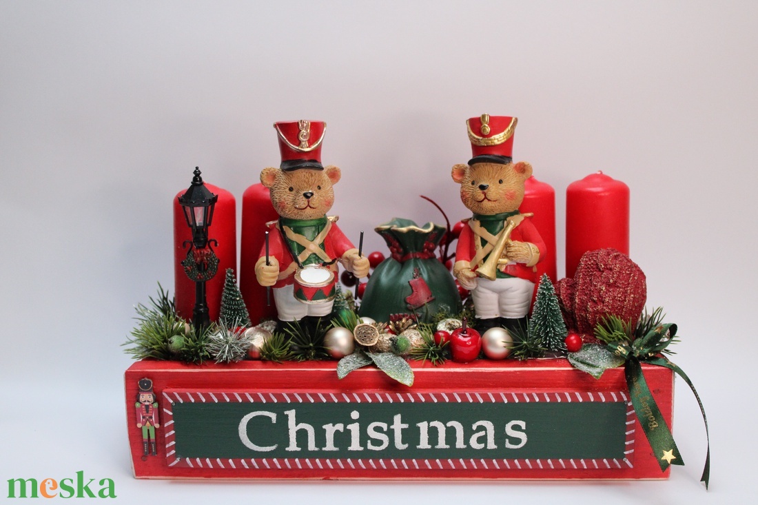 Diótörő macis adventi dekoráció - karácsony - adventi díszek - adventi asztaldísz - Meska.hu