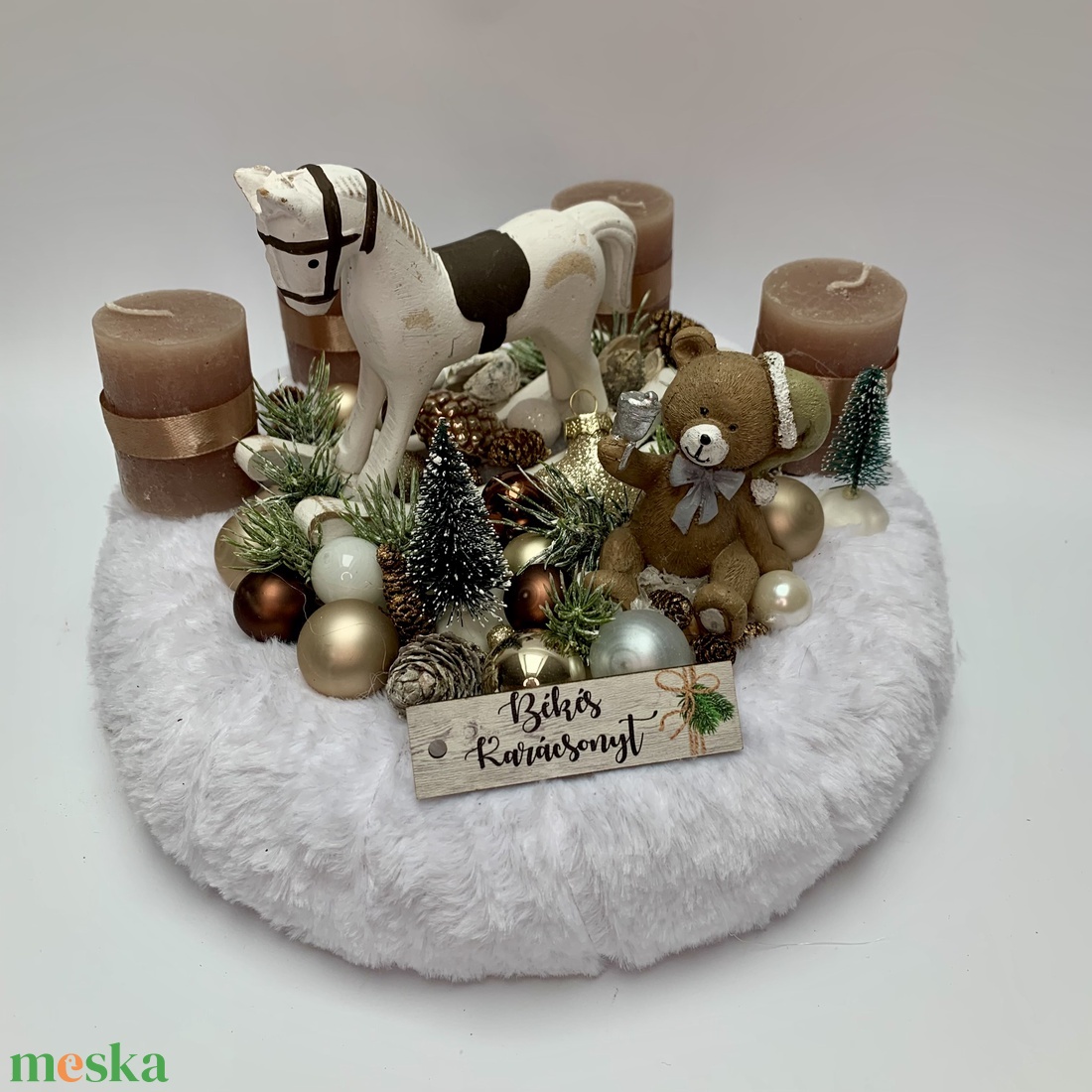 Adventi koszorú hintalóval - karácsony - adventi díszek - adventi asztaldísz - Meska.hu