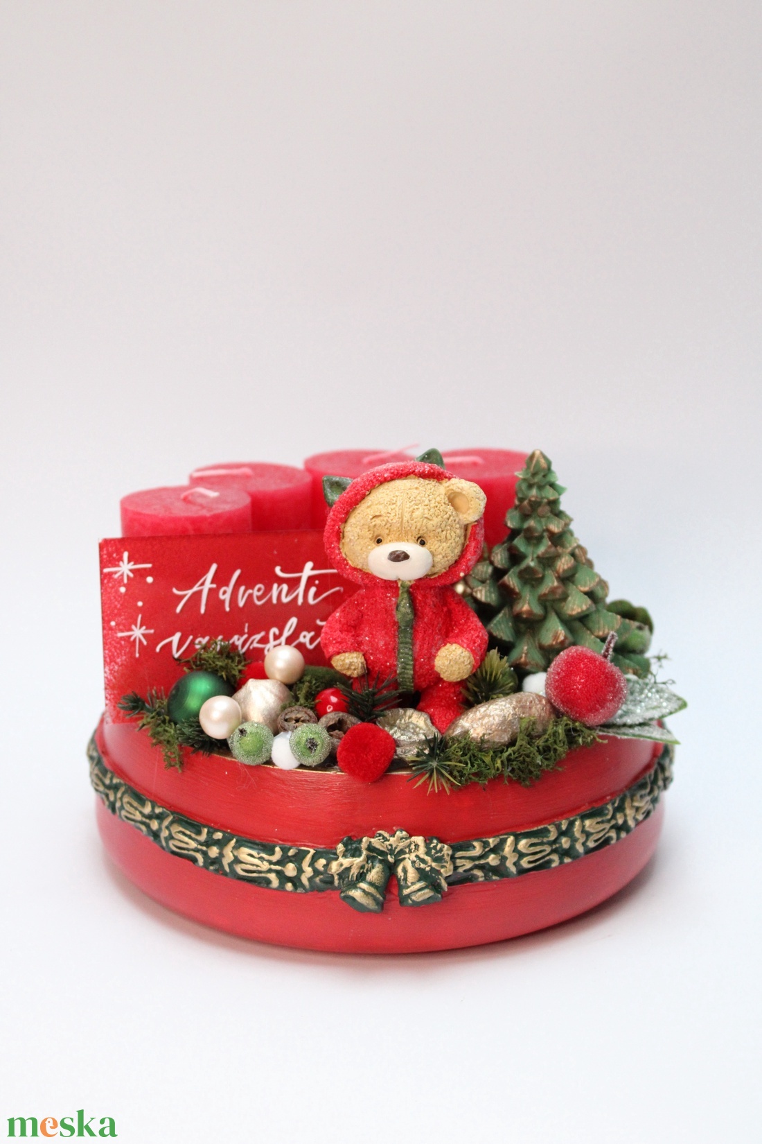 Karácsonyi macis adventi dekoráció - karácsony - adventi díszek - adventi asztaldísz - Meska.hu