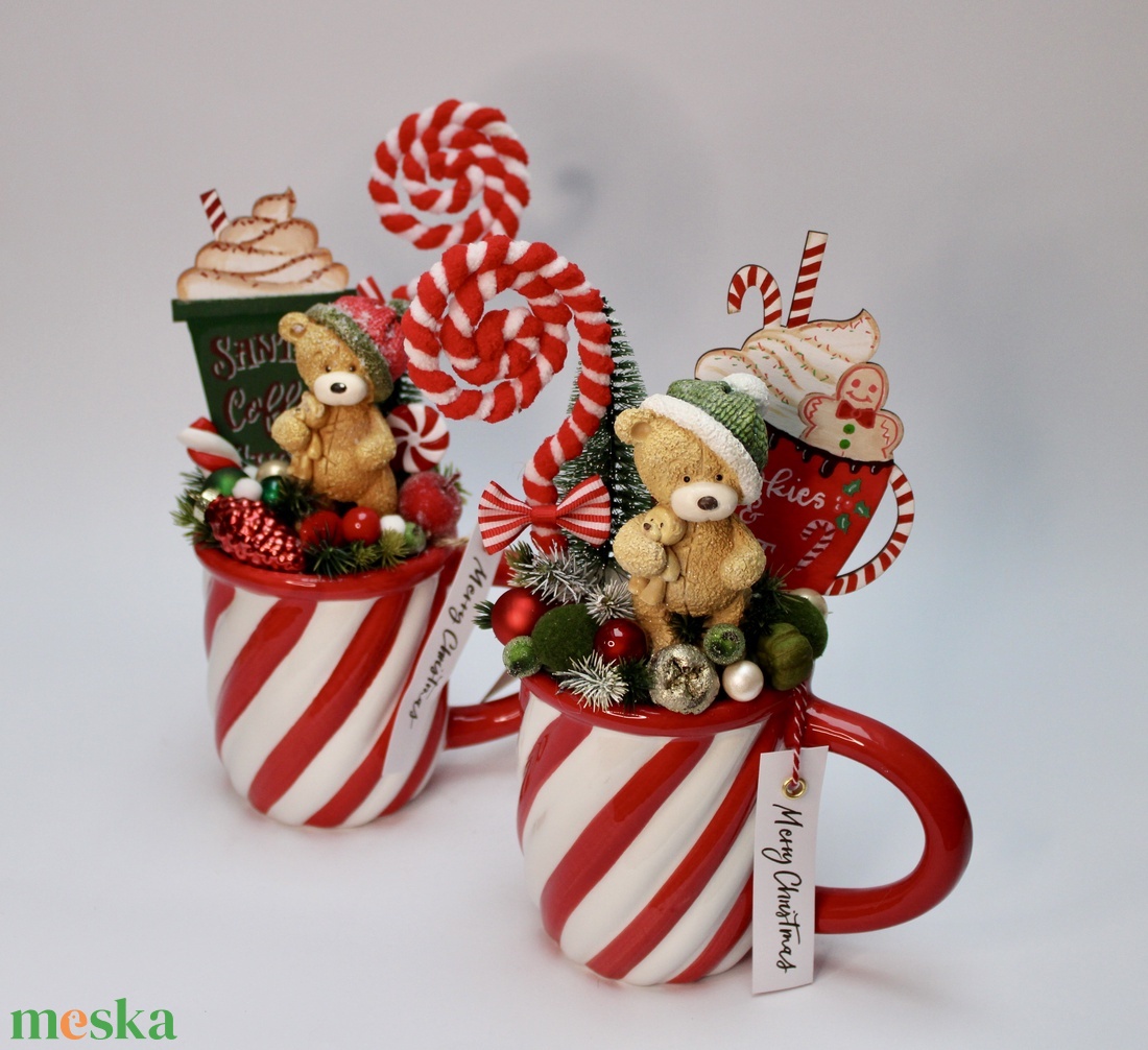 Macis bögrés dekoráció - karácsony - adventi díszek - adventi asztaldísz - Meska.hu