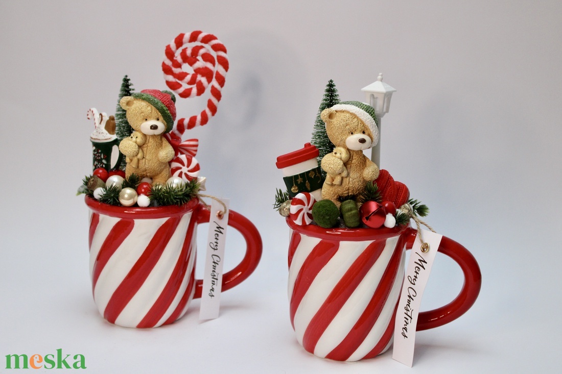 Macis bögrés dekoráció - karácsony - adventi díszek - adventi asztaldísz - Meska.hu