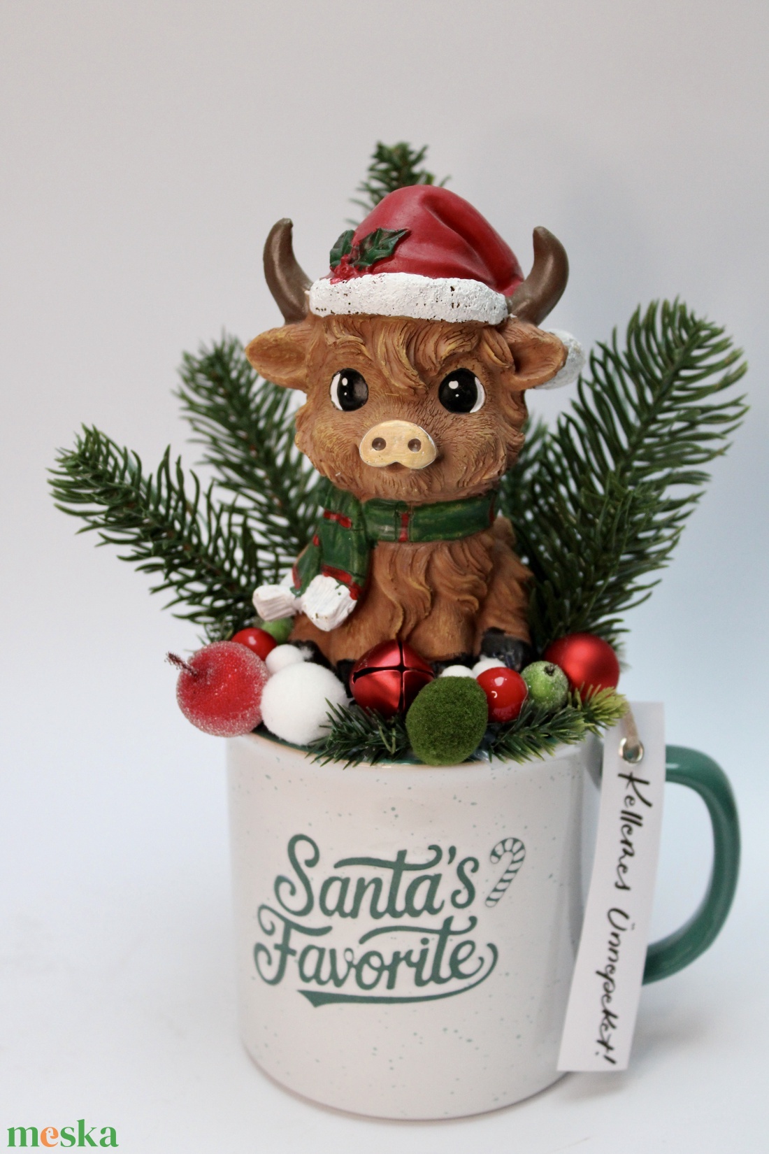 Karácsonyi bögrés dekoráció - karácsony - adventi díszek - adventi asztaldísz - Meska.hu