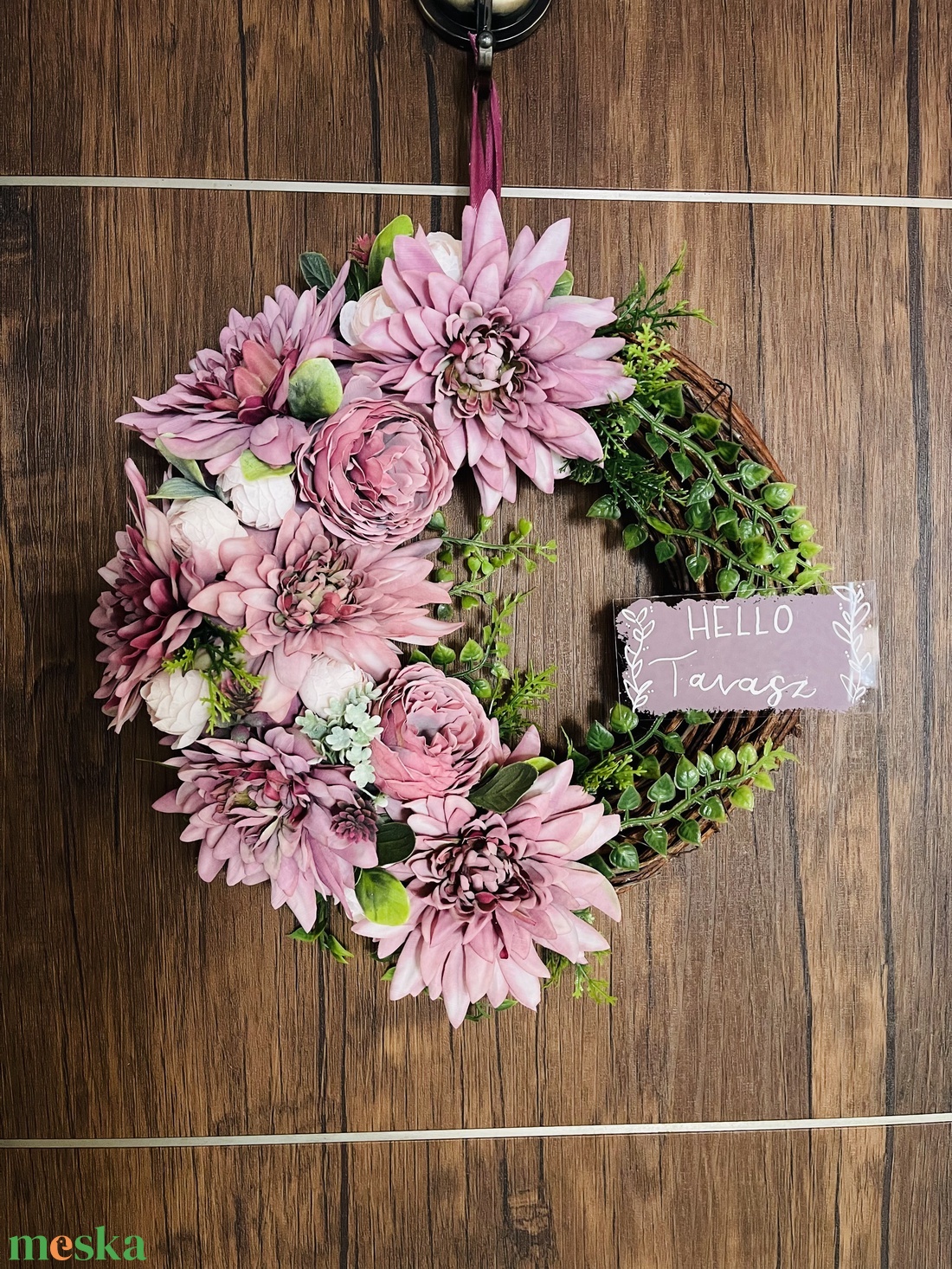 Tavaszi ajtódísz 30 cm-es - karácsony - adventi díszek - adventi asztaldísz - Meska.hu