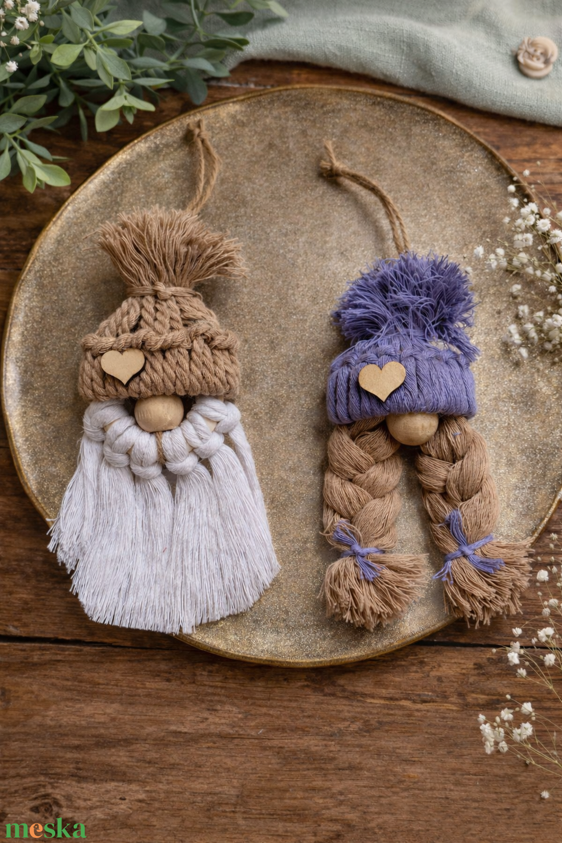 Makramé manópár - otthon & életmód - dekoráció - fali és függő dekoráció - függődísz - Meska.hu