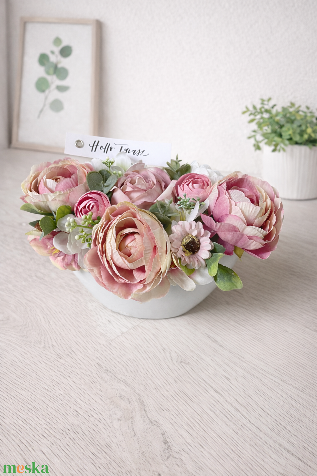 Tavaszi pasztell asztaldísz 24 cm - otthon & életmód - virágdekoráció - virágdíszek - virágdísz kaspóban - Meska.hu