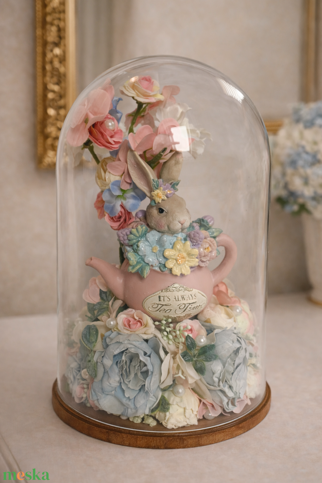 Tavaszi búrás asztaldísz 15x27 cm - otthon & életmód - virágdekoráció - virágdíszek - virágdísz kaspóban - Meska.hu