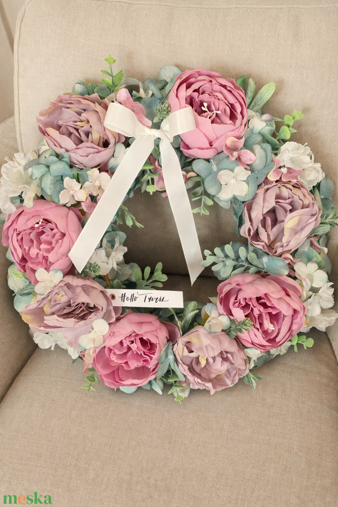 Tavaszi ajtódísz 40 cm-es pasztell - otthon & életmód - dekoráció - ajtó- és ablak dekoráció - ajtódísz & kopogtató - Meska.hu