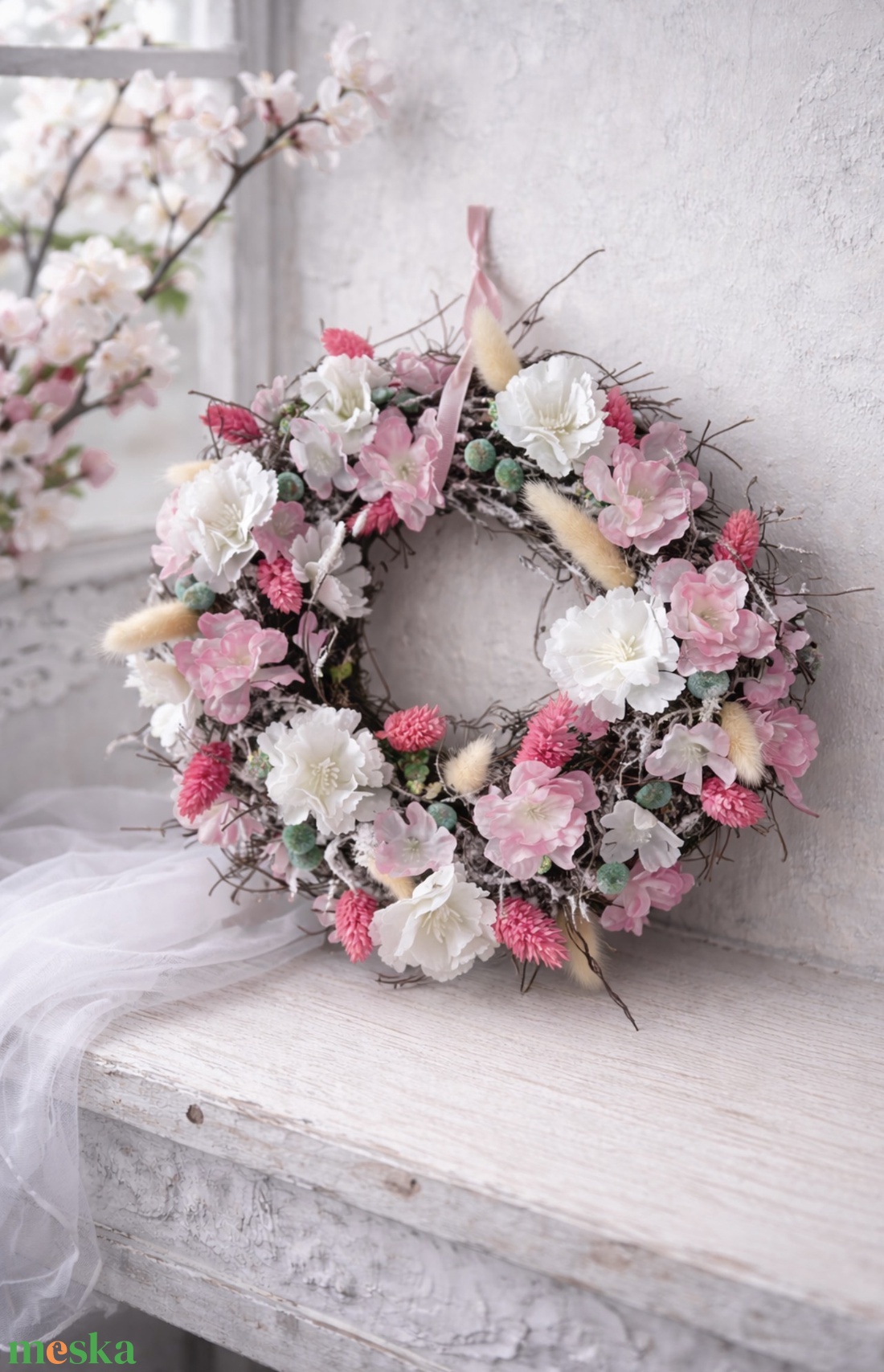 Tavaszi ajtódísz 26 cm-es - otthon & életmód - dekoráció - ajtó- és ablak dekoráció - ajtódísz & kopogtató - Meska.hu