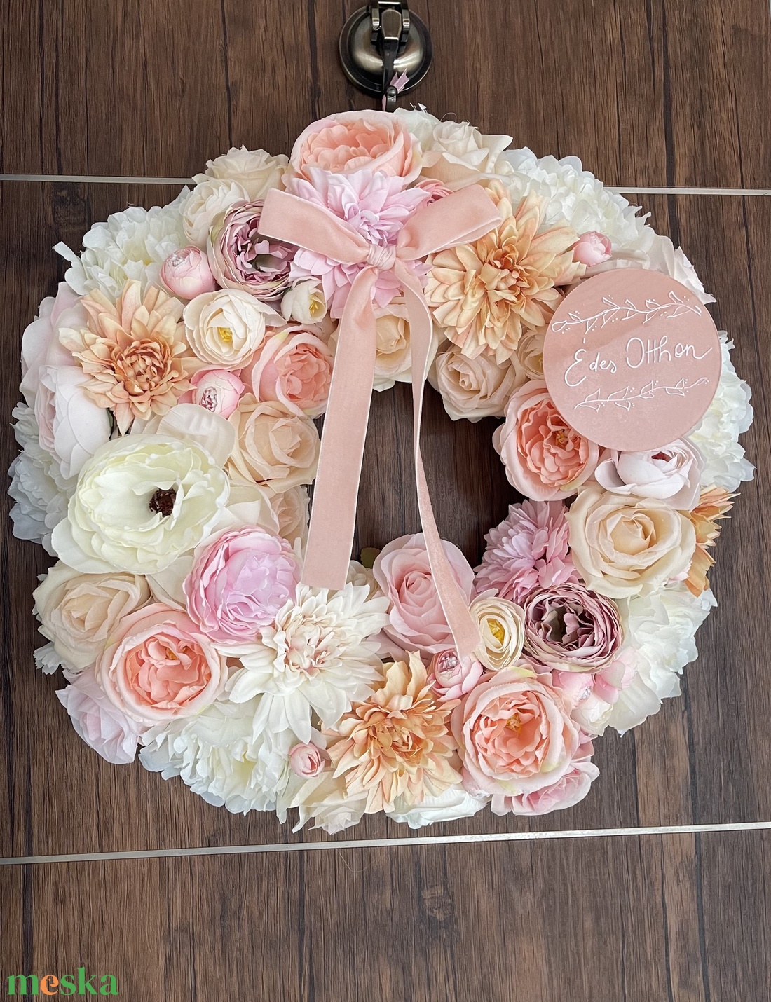 Tavaszi ajtódísz 42 cm-es elegáns pasztell - otthon & életmód - dekoráció - ajtó- és ablak dekoráció - ajtódísz & kopogtató - Meska.hu