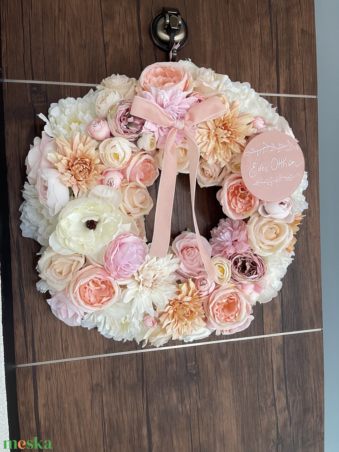 Tavaszi ajtódísz 42 cm-es elegáns pasztell - otthon & életmód - dekoráció - ajtó- és ablak dekoráció - ajtódísz & kopogtató - Meska.hu