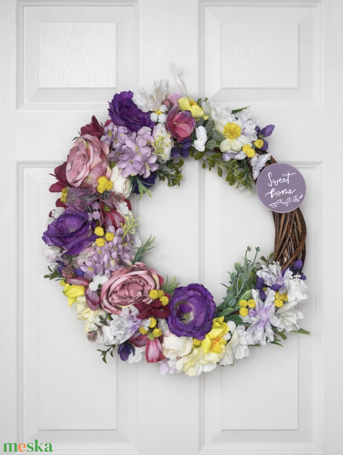 Tavaszi ajtódísz 35 cm-es élénk - otthon & életmód - dekoráció - ajtó- és ablak dekoráció - ajtódísz & kopogtató - Meska.hu