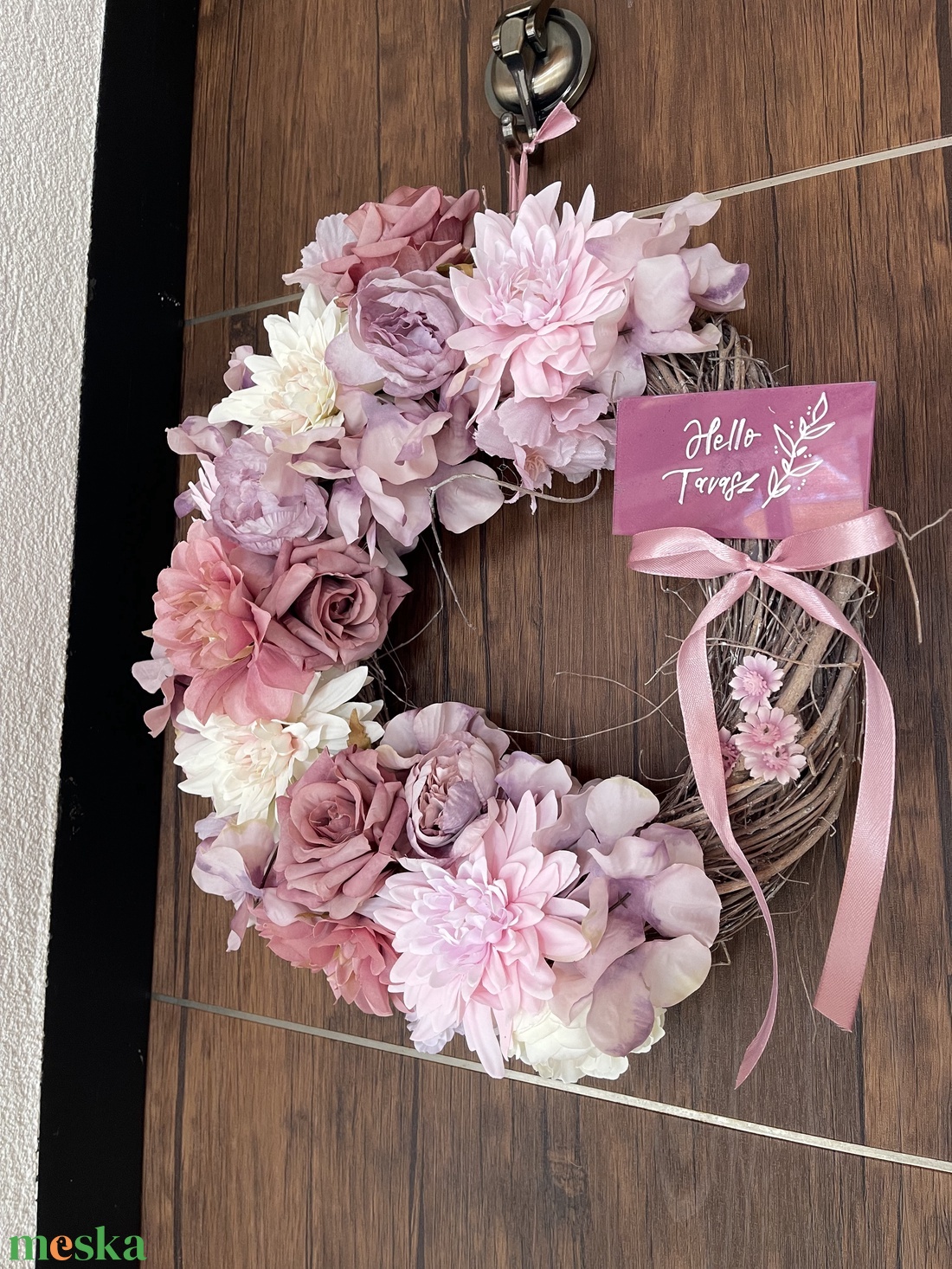 Tavaszi pasztell lila ajtódíszek 34 cm-es - otthon & életmód - dekoráció - ajtó- és ablak dekoráció - ajtódísz & kopogtató - Meska.hu