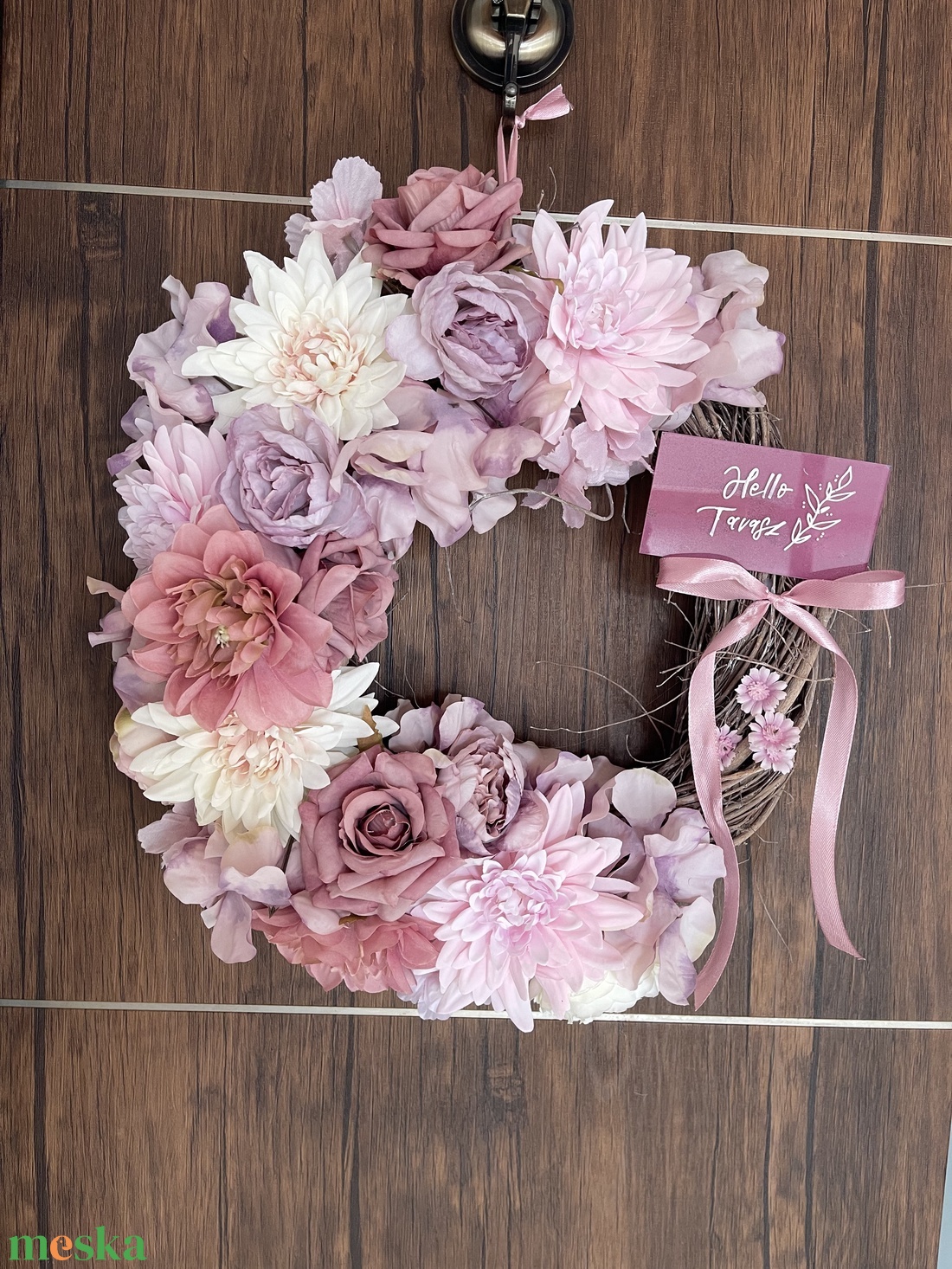 Tavaszi pasztell lila ajtódíszek 34 cm-es - otthon & életmód - dekoráció - ajtó- és ablak dekoráció - ajtódísz & kopogtató - Meska.hu