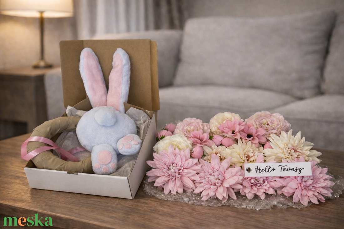 Húsvéti nyuszis ajtódísz 30 cm-es DIY box opció - otthon & életmód - dekoráció - ajtó- és ablak dekoráció - ajtódísz & kopogtató - Meska.hu