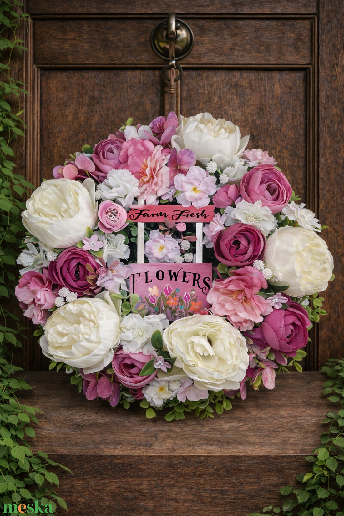 Tavaszi ajtódísz 38 cm-es extradús rózsaszín álom - otthon & életmód - dekoráció - ajtó- és ablak dekoráció - ajtódísz & kopogtató - Meska.hu