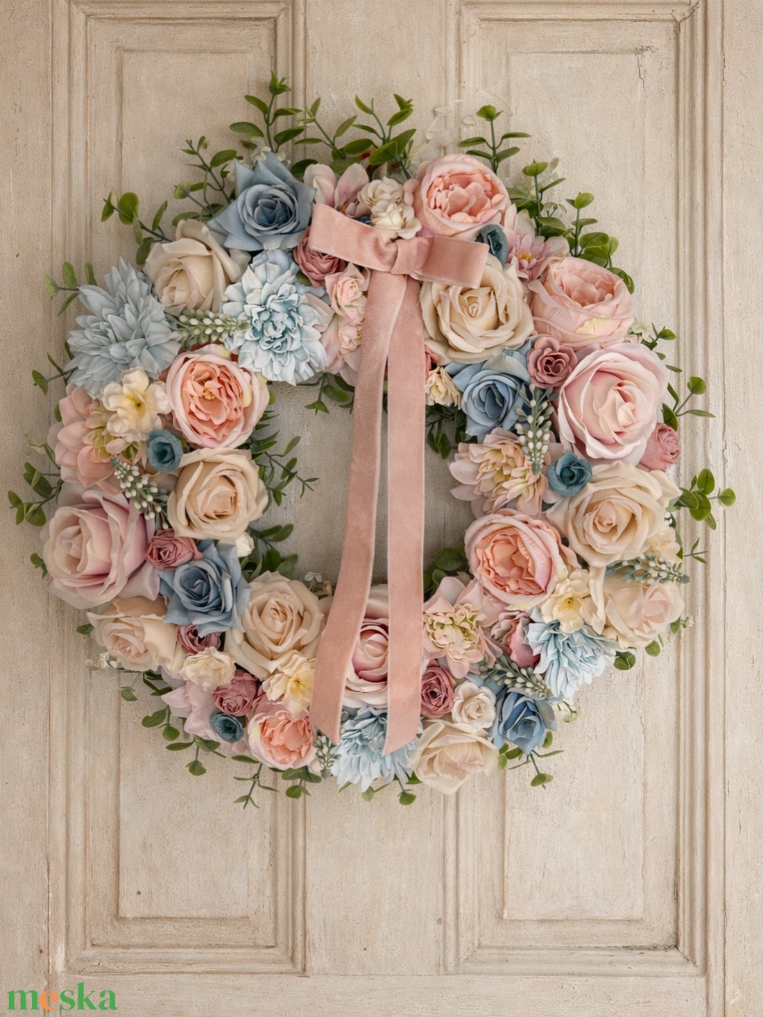 Tavaszi ajtódísz 42 cm-es Bridgerton hangulatú - otthon & életmód - dekoráció - ajtó- és ablak dekoráció - ajtódísz & kopogtató - Meska.hu