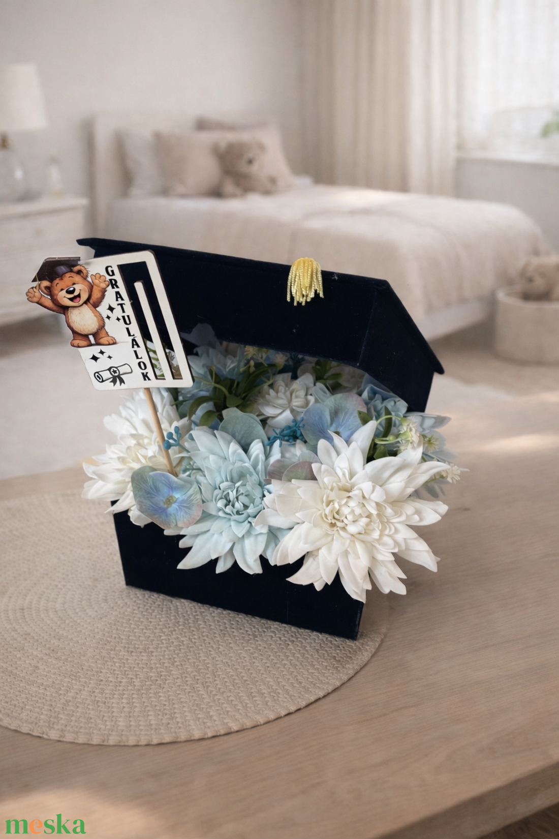 Bársony virágbox diplomaosztóra ballagásra - otthon & életmód - papír, írószer - ajándékozás kellékei - pénzátadó doboz - Meska.hu