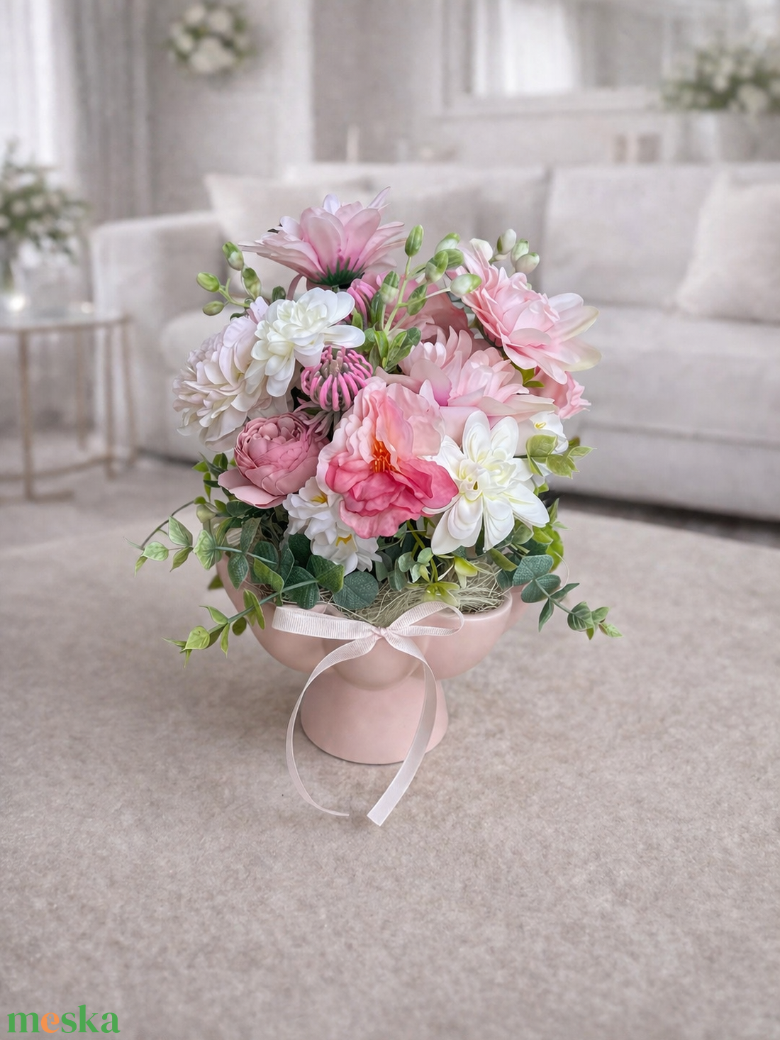 Asztaldísz kerámia tálon 38 cm-es - otthon & életmód - dekoráció - asztal és polc dekoráció - asztaldísz - Meska.hu