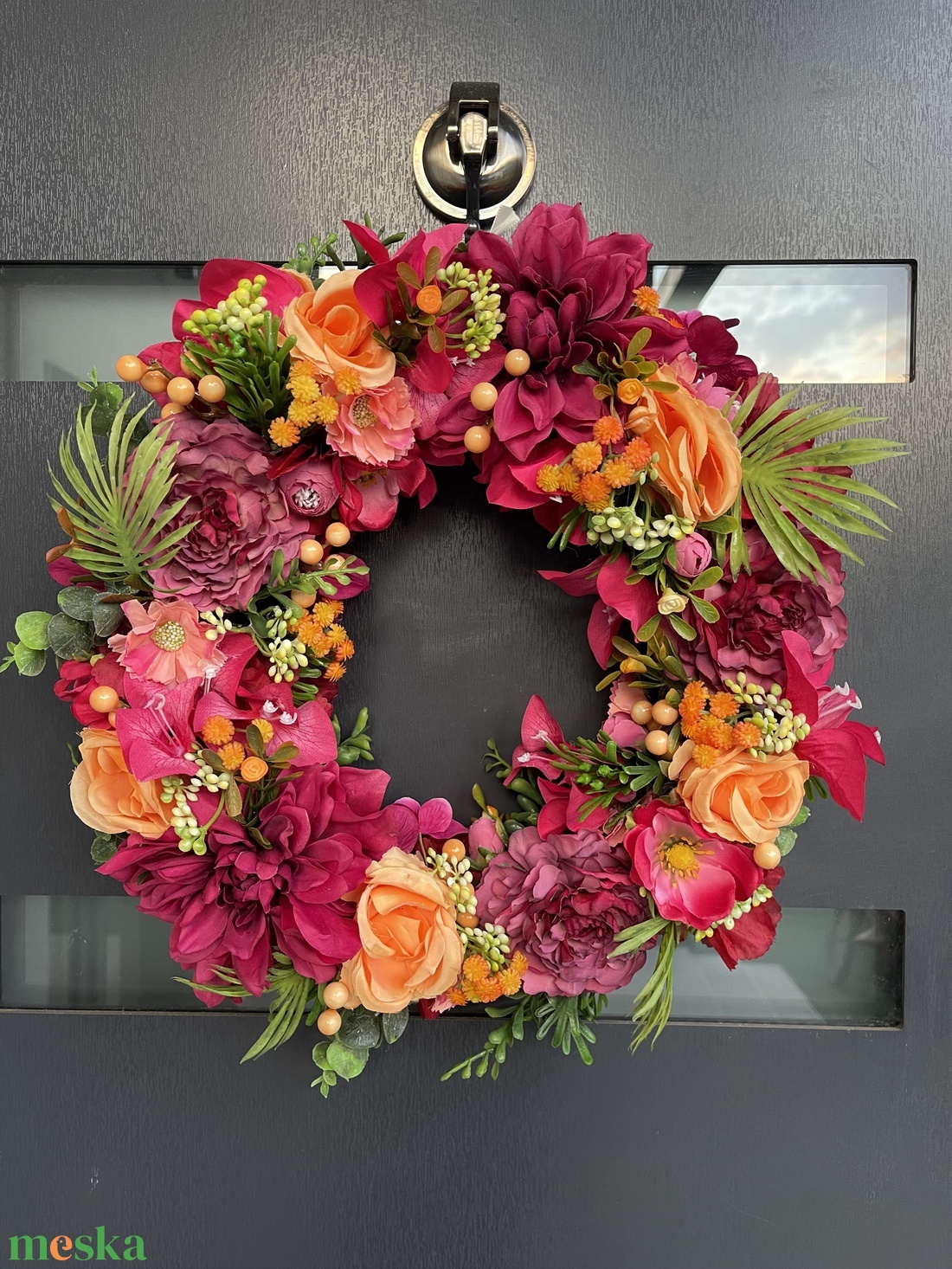 Élénk hagulatos ajtódísz 35 cm-es - otthon & életmód - dekoráció - ajtó- és ablak dekoráció - ajtódísz & kopogtató - Meska.hu