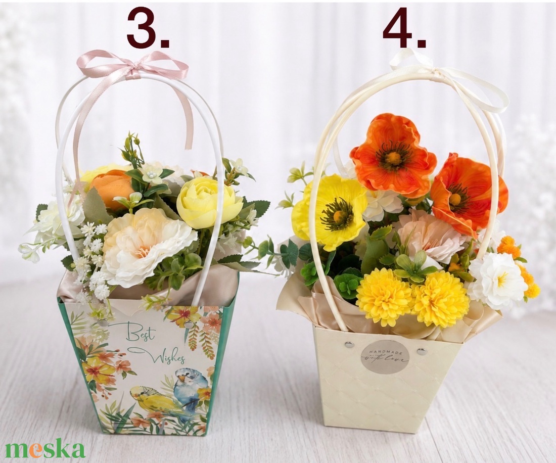 Pedagógus napi virágtáska bonbonnal - otthon & életmód - virágdekoráció - virágok - virágbox - Meska.hu