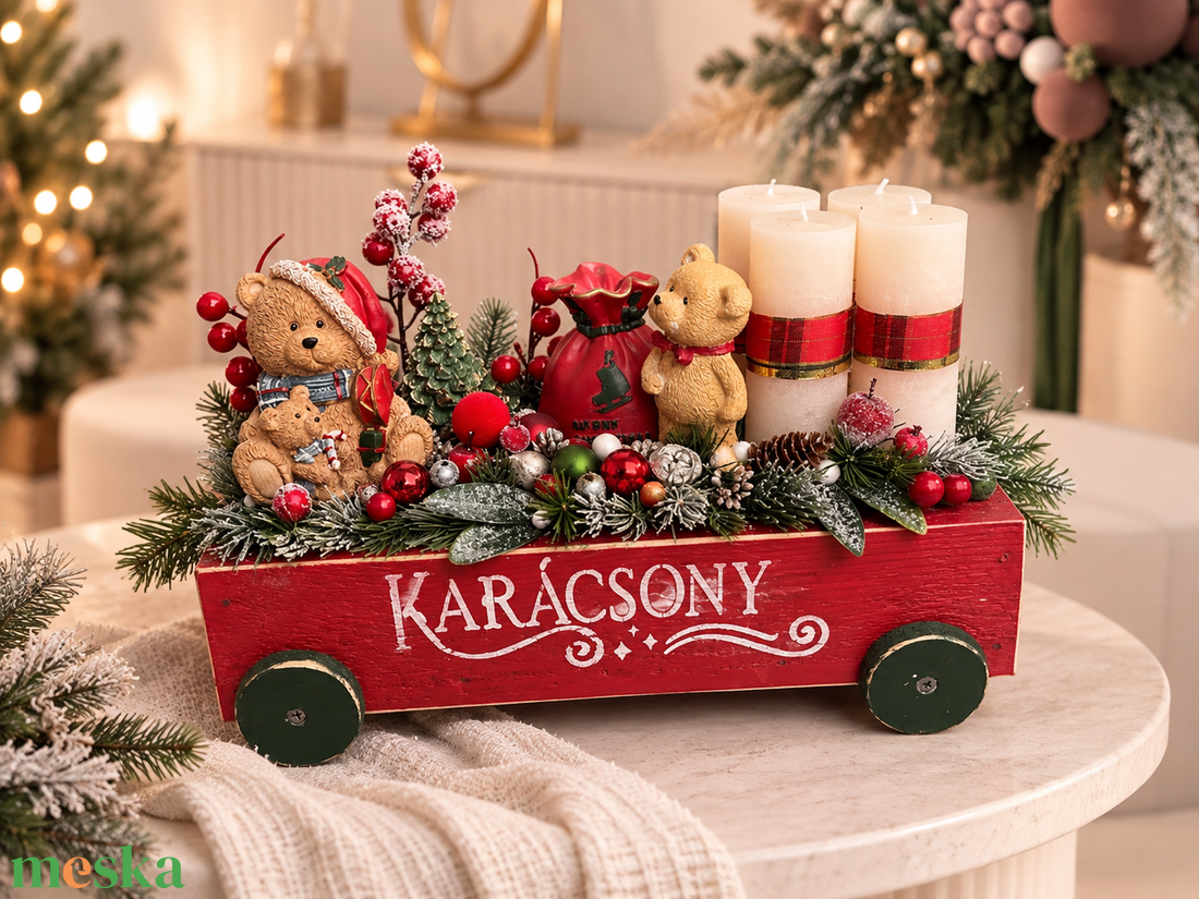 Adventi macis asztaldísz fa ládában - karácsony - adventi díszek - adventi koszorú - Meska.hu