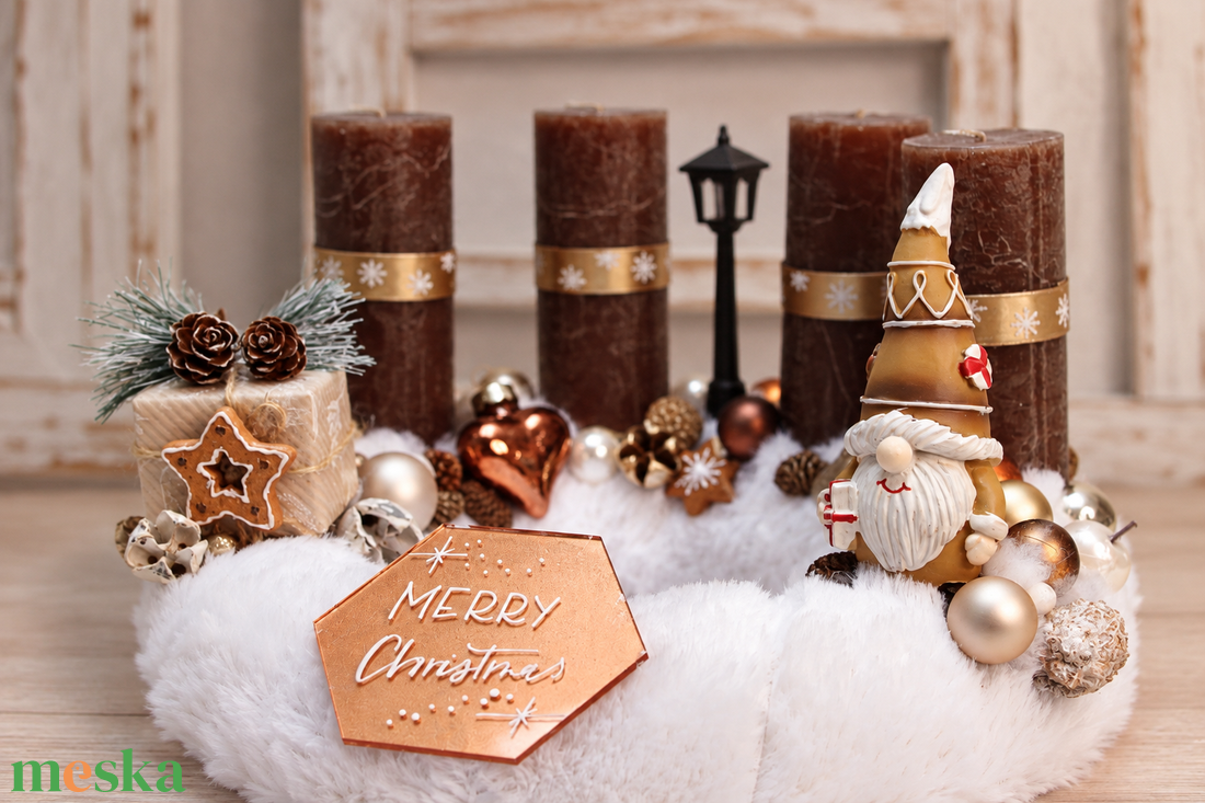 Mézeskalács manó adventi szett - karácsony - adventi díszek - adventi asztaldísz - Meska.hu