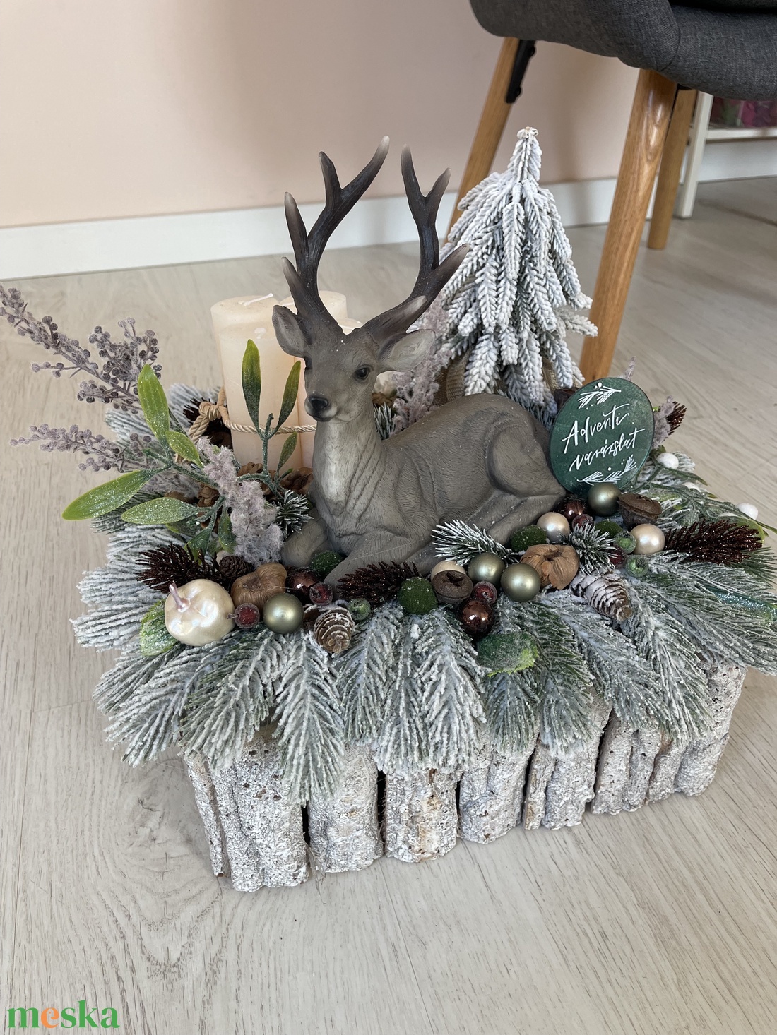 Szarvasos adventi varázslat asztaldísz - karácsony - adventi díszek - adventi koszorú - Meska.hu
