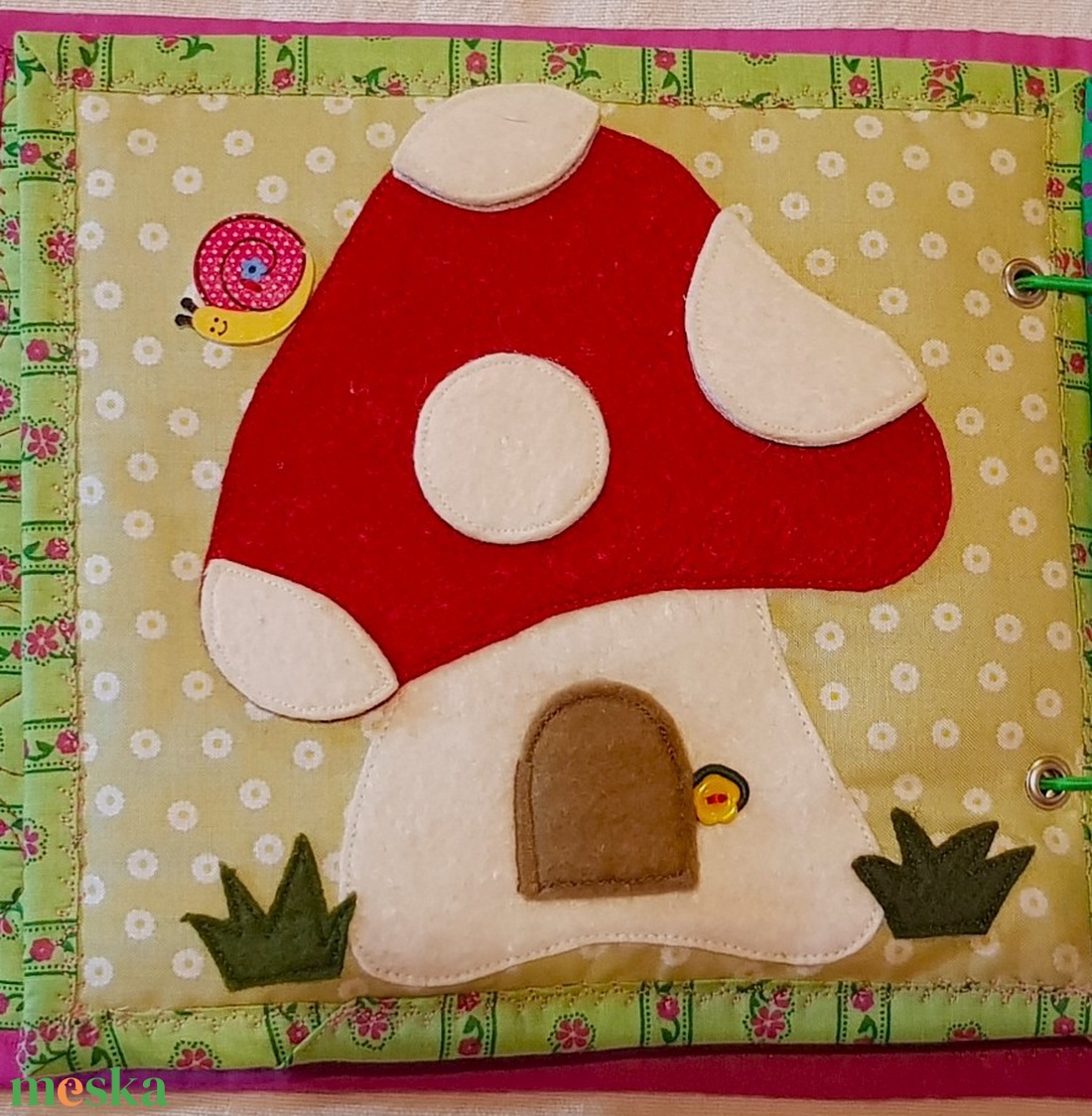 Csendeskönyv oldal- Gomba pöttyökkel - játék & sport - textilkönyv & babakönyv - Meska.hu