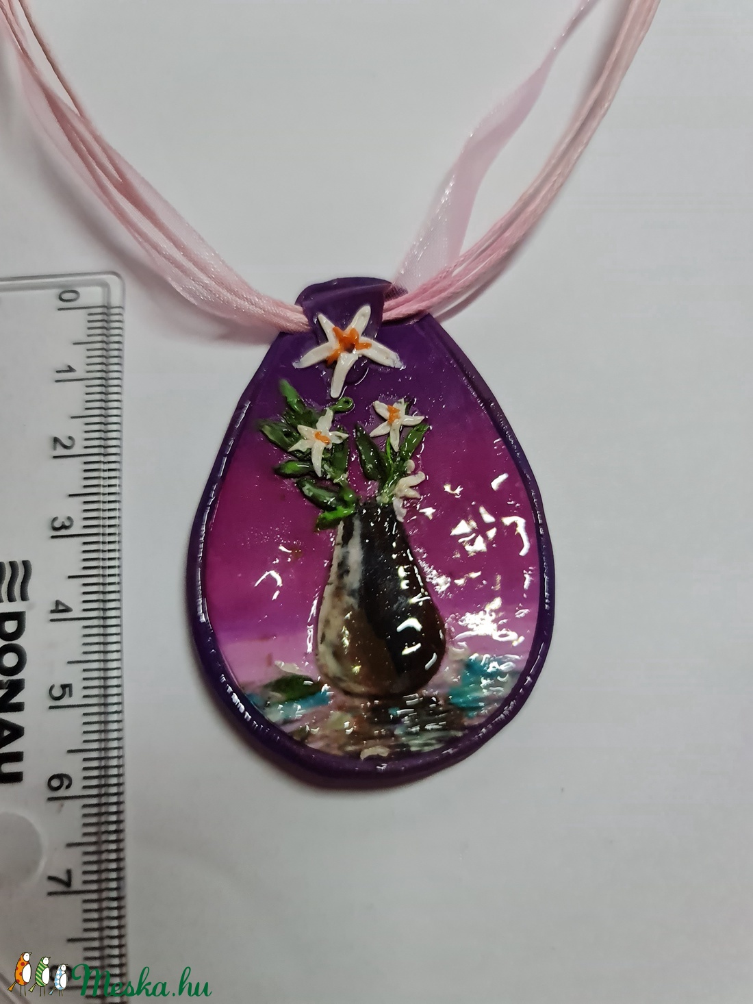 Gyurmafestmény-nyaklánc -Csendélet - ékszer - nyaklánc - medálos nyaklánc - Meska.hu