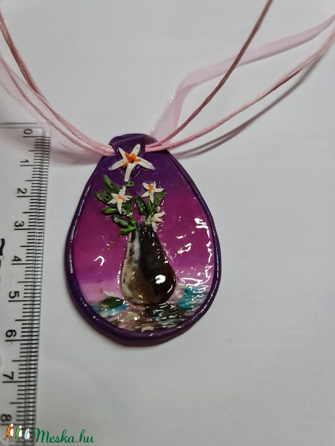 Gyurmafestmény-nyaklánc -Csendélet - ékszer - nyaklánc - medálos nyaklánc - Meska.hu