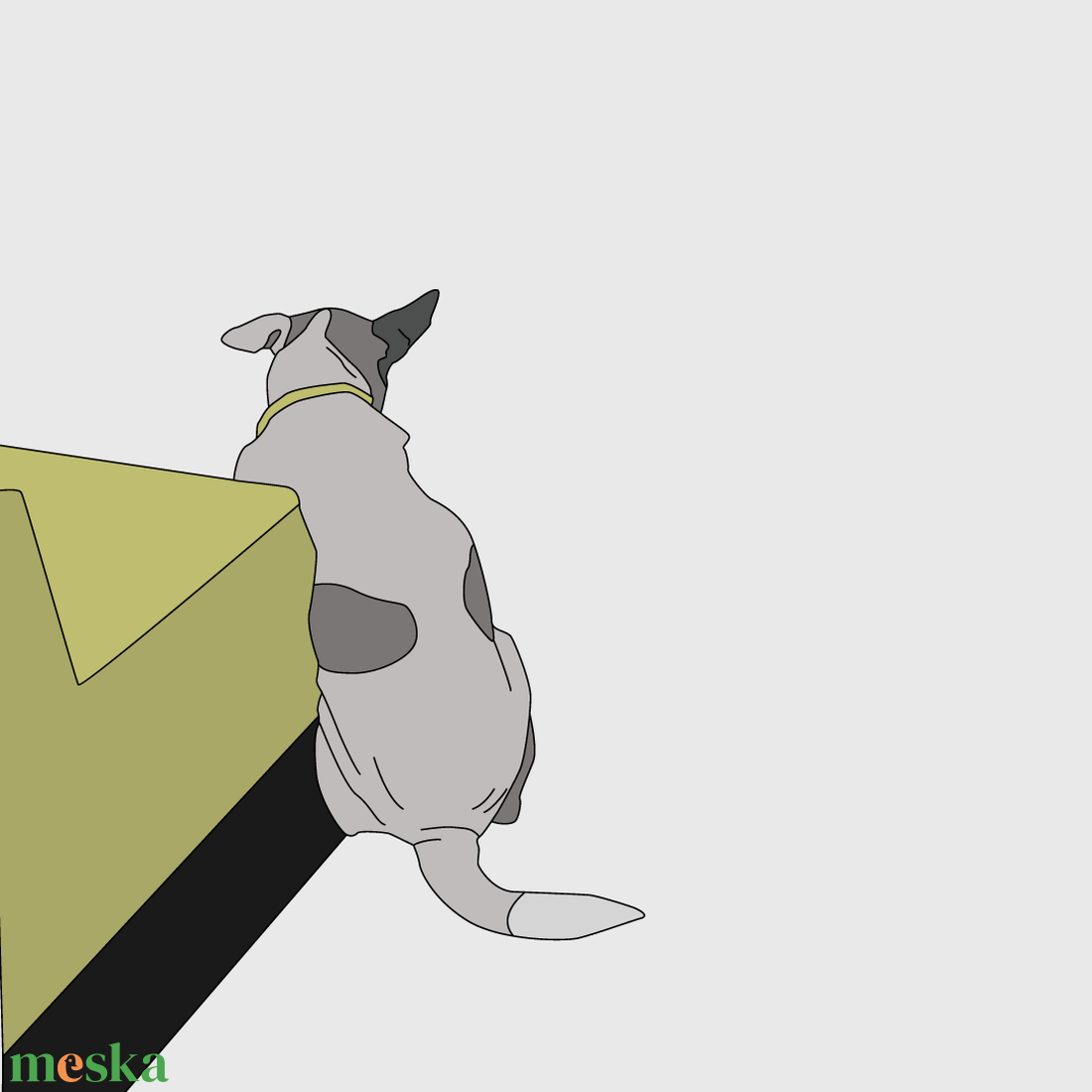 Kutya illusztráció (nyomtatott kép) - Dagi kutyus a villamoson - művészet - grafika & illusztráció - művészi nyomat - Meska.hu