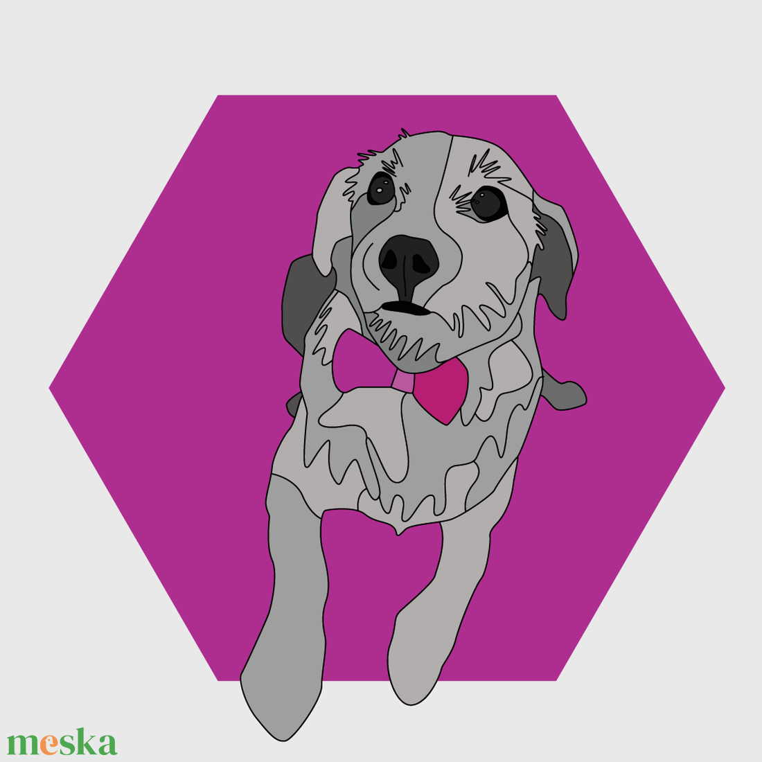 Kutya illusztráció (nyomtatott kép) - Töki nyakkendőben - művészet - grafika & illusztráció - művészi nyomat - Meska.hu