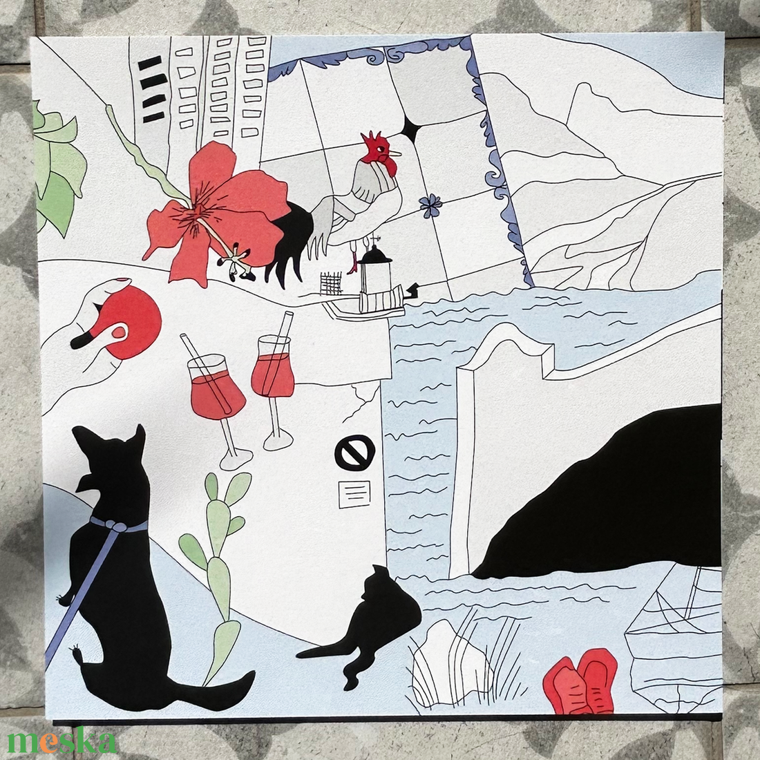 Szicília illusztráció - 4 db kép együtt - művészet - grafika & illusztráció - művészi nyomat - Meska.hu