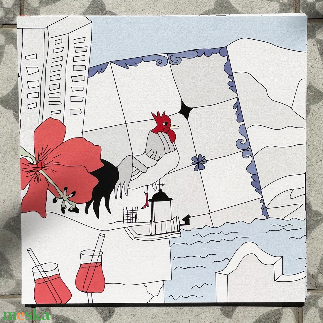 Szicília illusztráció - 4 db kép együtt - művészet - grafika & illusztráció - művészi nyomat - Meska.hu