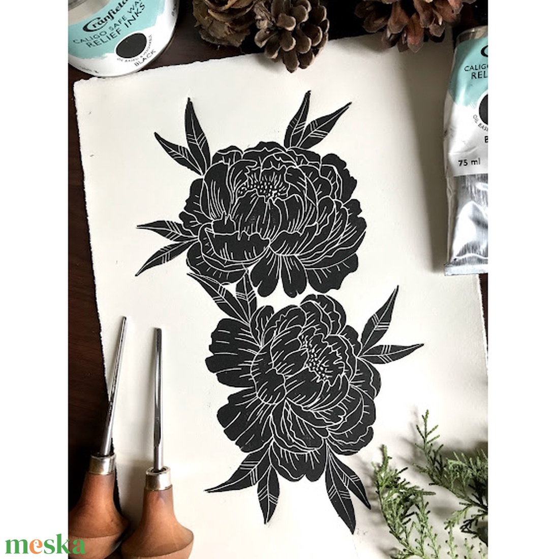 BlackPeony Linónyomat, Linóprint - művészet - grafika & illusztráció - művészi nyomat - Meska.hu BlackPeony Linónyomat, Linóprint - művészet - grafika & illusztráció - művészi nyomat - Meska.hu