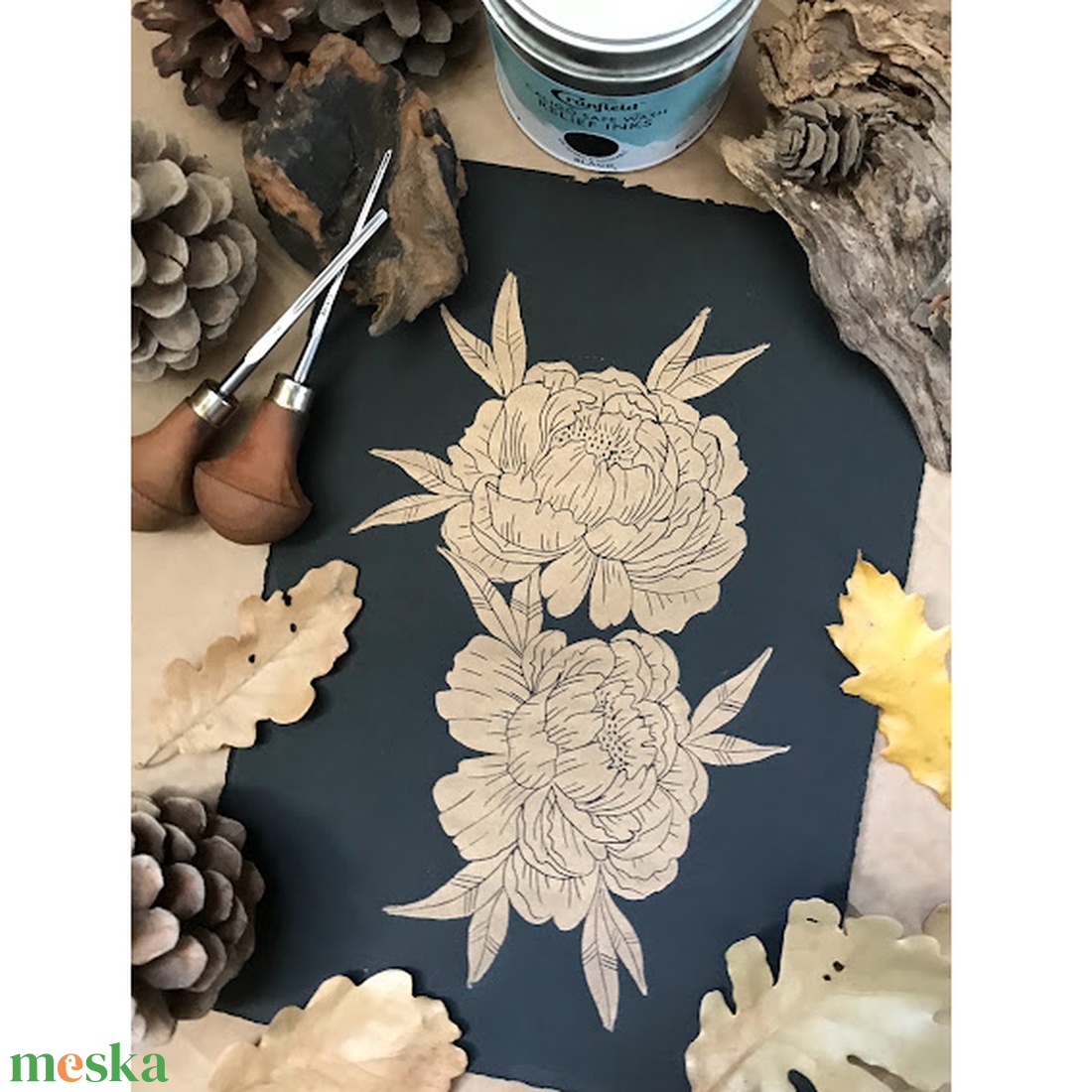 Gold Peony Linónyomat/Linóprint - művészet - grafika & illusztráció - művészi nyomat - Meska.hu Gold Peony Linónyomat/Linóprint - művészet - grafika & illusztráció - művészi nyomat - Meska.hu