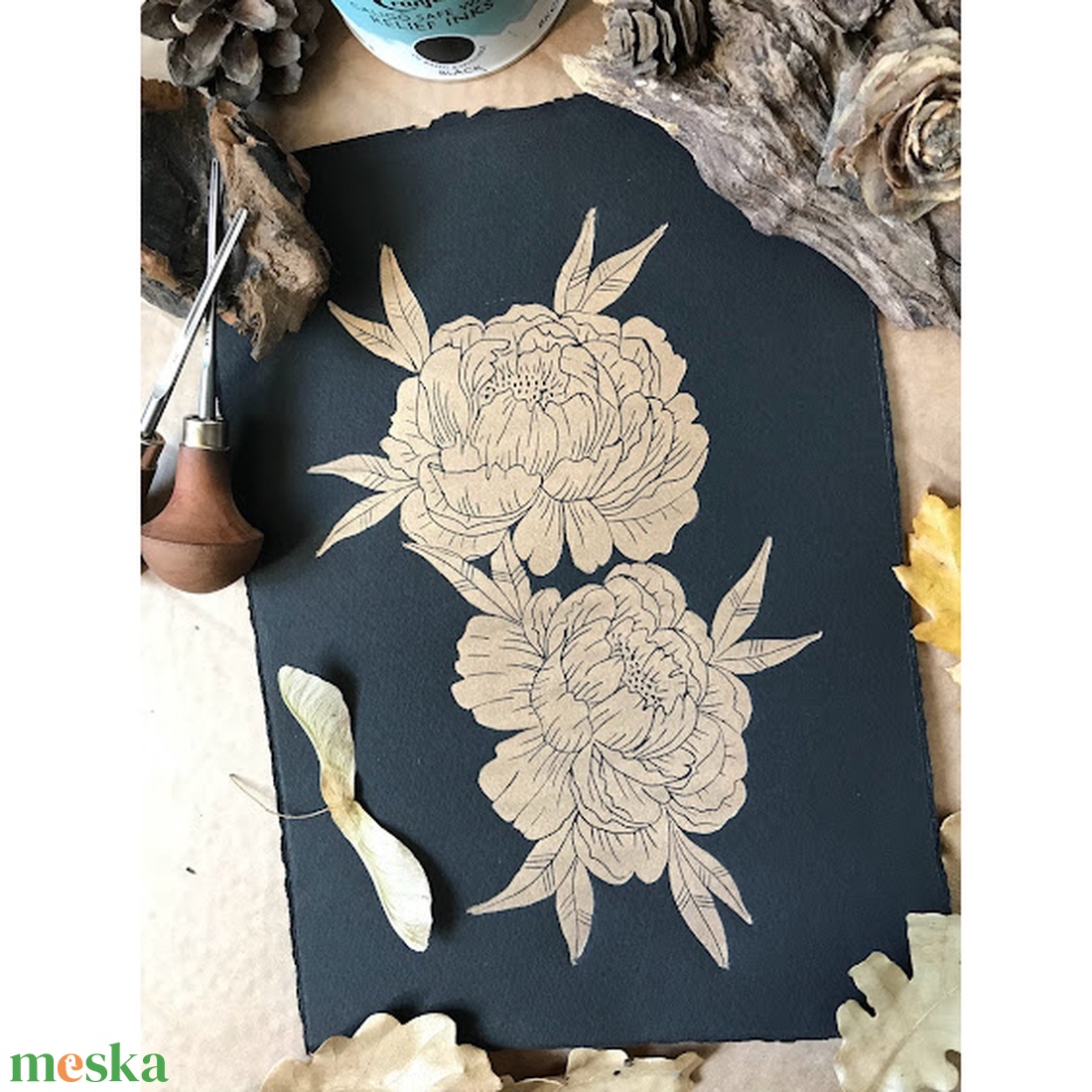 Gold Peony Linónyomat/Linóprint - művészet - grafika & illusztráció - művészi nyomat - Meska.hu Gold Peony Linónyomat/Linóprint - művészet - grafika & illusztráció - művészi nyomat - Meska.hu