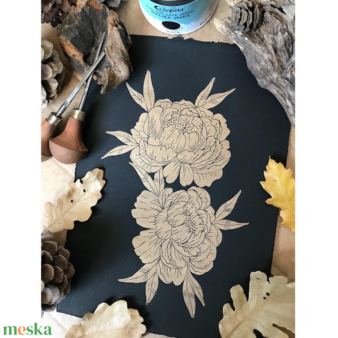 Gold Peony Linónyomat/Linóprint - művészet - grafika & illusztráció - művészi nyomat - Meska.hu Gold Peony Linónyomat/Linóprint - művészet - grafika & illusztráció - művészi nyomat - Meska.hu
