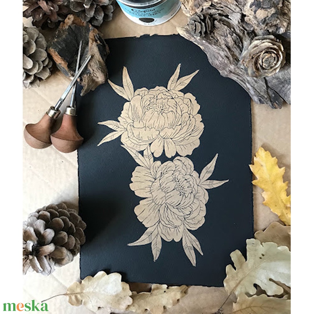 Gold Peony Linónyomat/Linóprint - művészet - grafika & illusztráció - művészi nyomat - Meska.hu Gold Peony Linónyomat/Linóprint - művészet - grafika & illusztráció - művészi nyomat - Meska.hu
