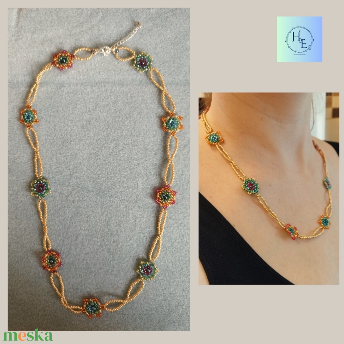 9 flower nyaklánc - ékszer - nyaklánc - gyöngyös nyaklánc - Meska.hu