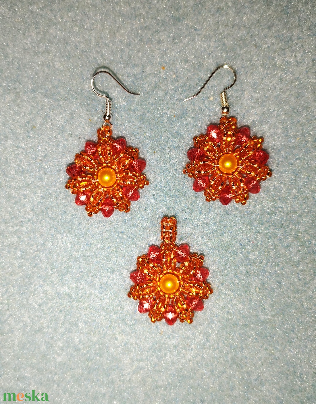 Tűzvirág szett - ékszer - ékszerszett - Meska.hu