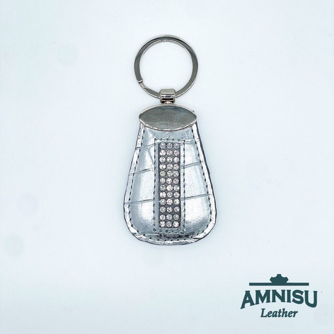 Ezüst krokkómintás csepp alakú kristály köves kulcstartó H1002OK - táska & tok - kulcstartó & táskadísz - kulcstartó - Meska.hu