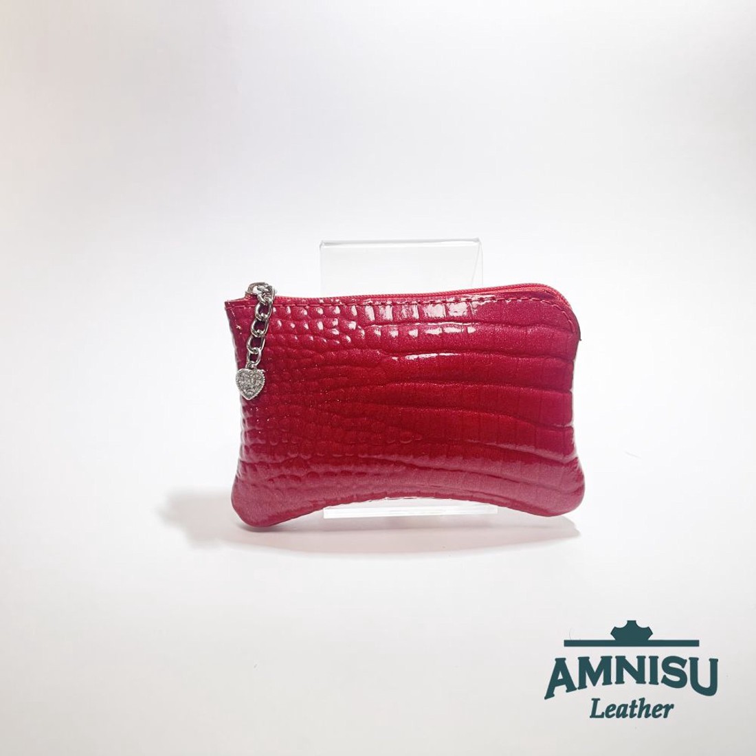 Piros lakk krokkómintás egy cipzáras kulcstartó A5008 - táska & tok - kulcstartó & táskadísz - kulcstartó - Meska.hu