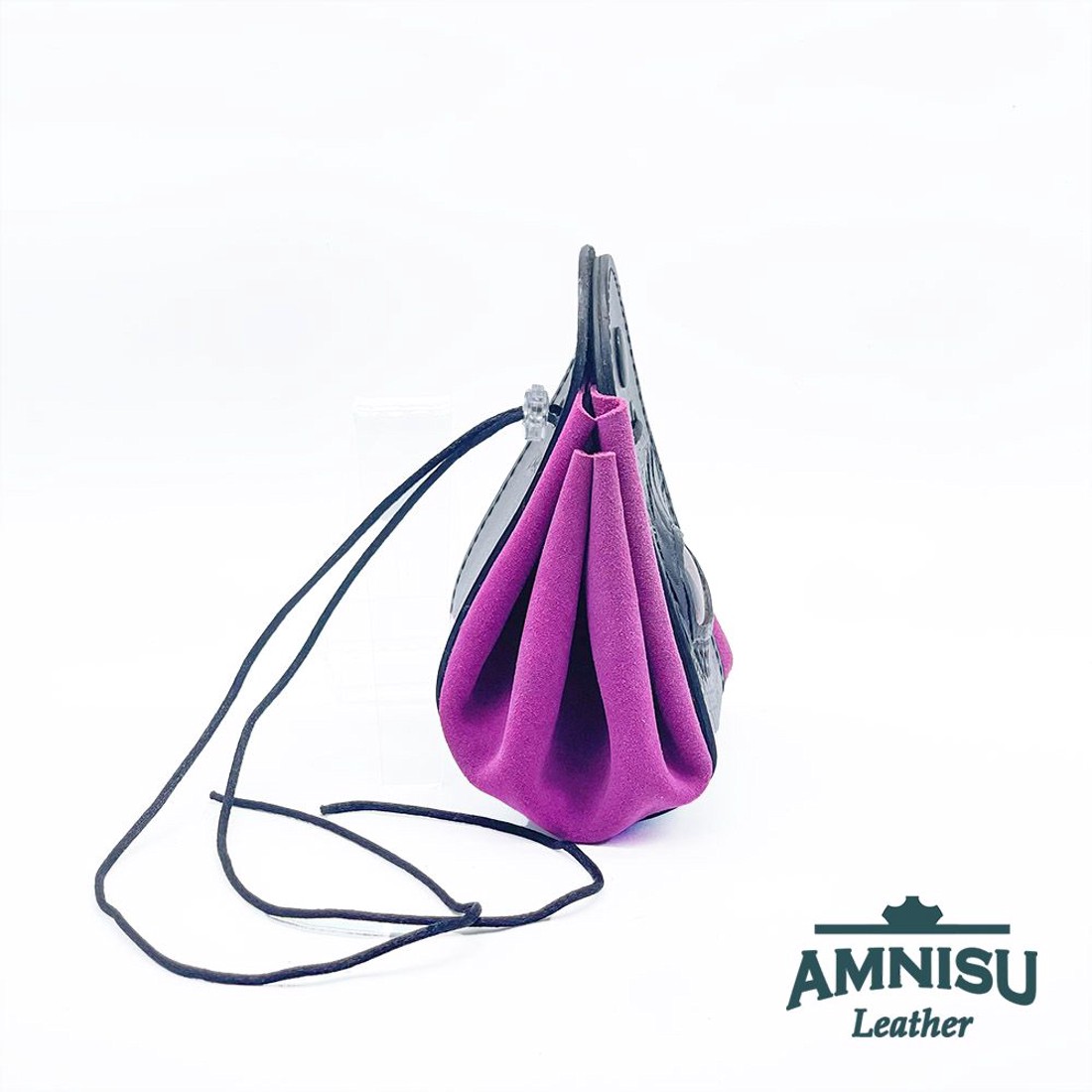 Fekete - pink sárkányszemes bőr 2in1 szütyő és kockatálca - Mira - játék & sport - szerepjáték - Meska.hu