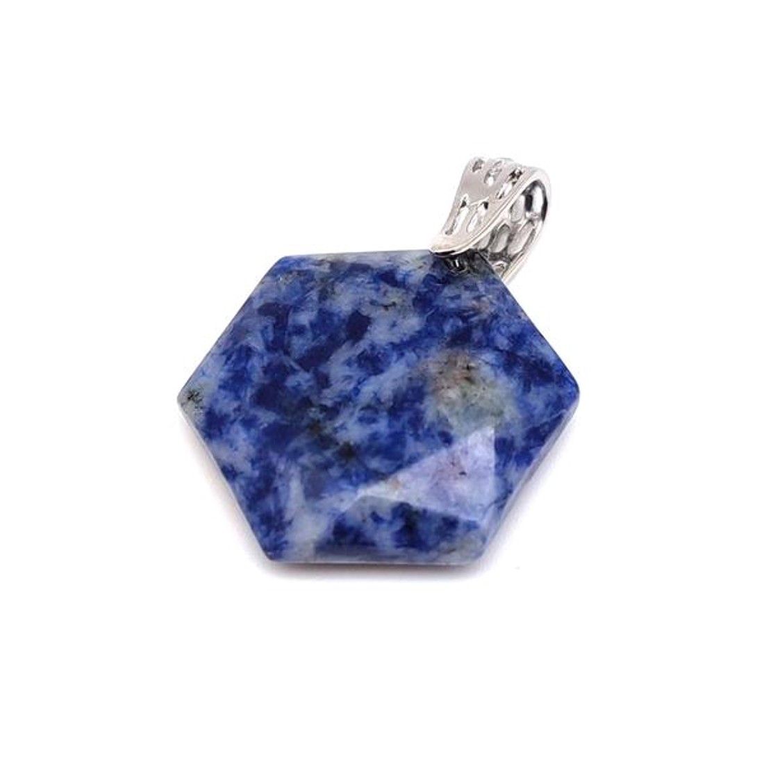 Hexagon medál Szodalit spot 2,5cm - ékszer - nyaklánc - medál - Meska.hu