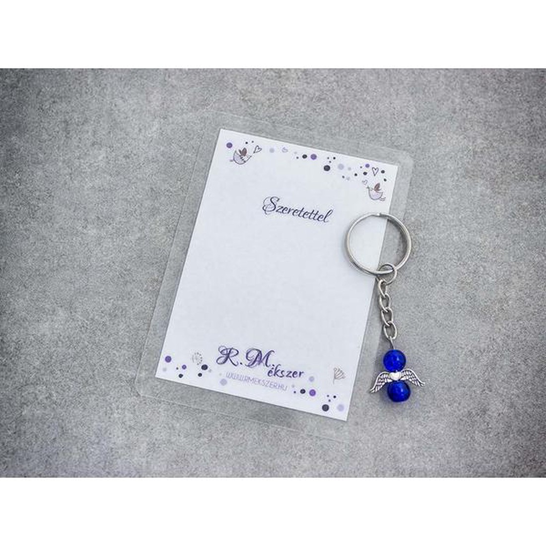 Szeretettel sötétkék angyal medálos kulcstartó - táska & tok - kulcstartó & táskadísz - kulcstartó - Meska.hu